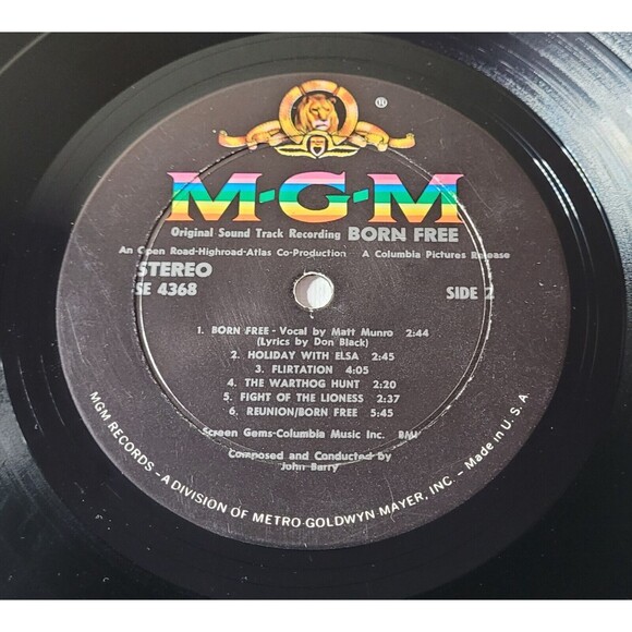 John Barry LP Born Free (Original Soundtrack) on MGM VG/VG '66 Stereo - Picture 4 of 4